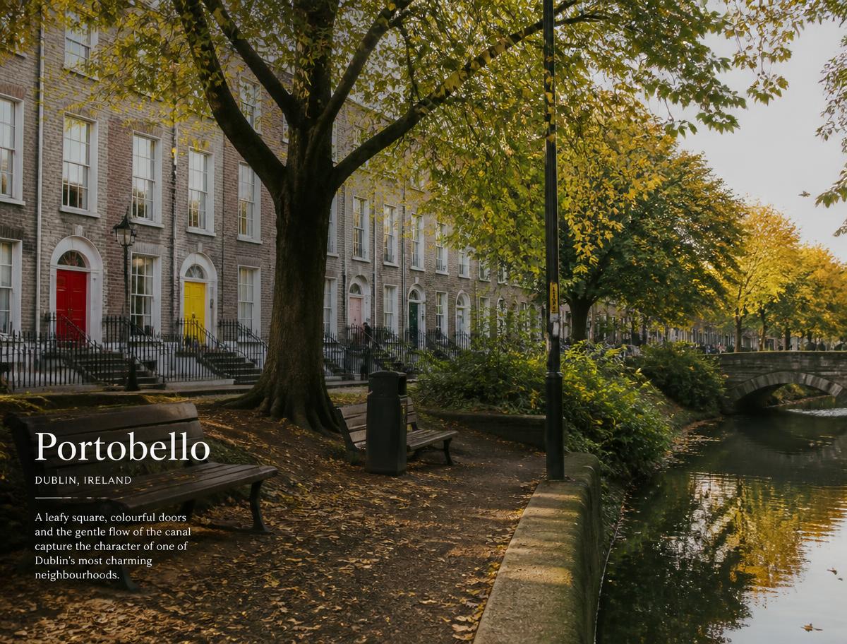 A leafy Georgian square beside the Grand Canal in Dublin