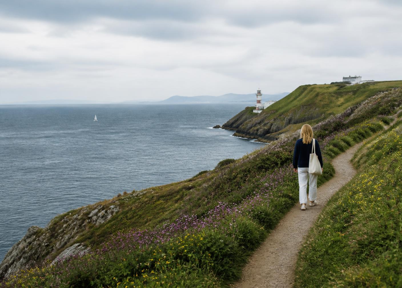 The Howth cliff path above the sea near Dublin